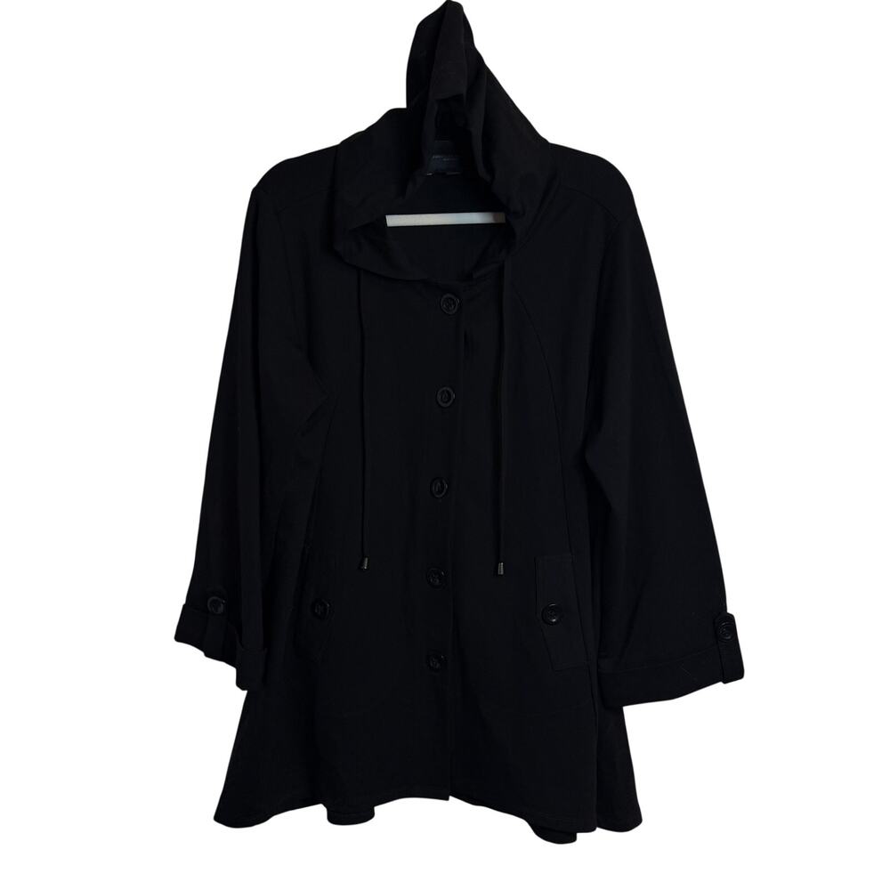 Christian Siriano NY Black Hooded Swing Jacket 1X